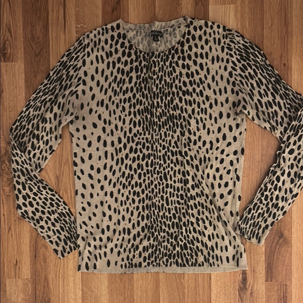 J. Crew Leopard Print Long Sleeve Top - Black and Tan